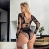 Sexy Black Cutout Lingerie Hot Girl Party Sheer detail 4