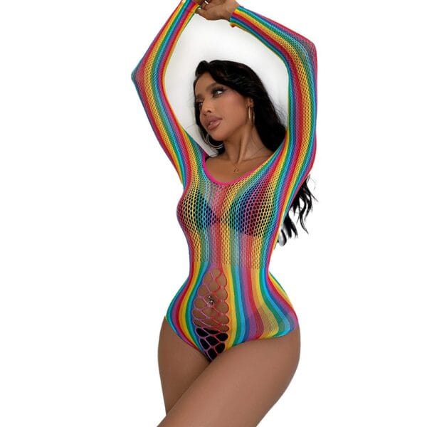 Sexy Premium Easy-Access Rainbow Fishnet Lingerie Bikini detail 5