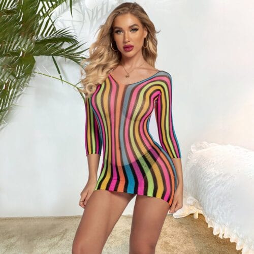 sexy premium easy access rainbow fishnet lingerie bikini gallianse Sexy Premium Easy-Access Rainbow Fishnet Lingerie Bikini