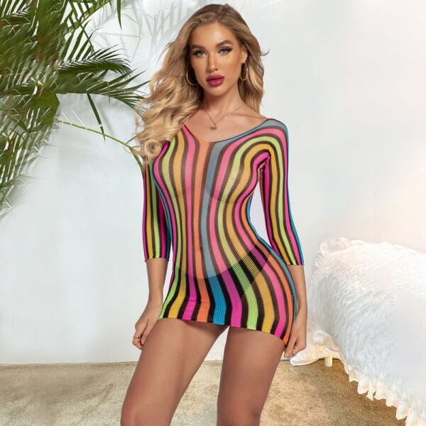 sexy premium easy access rainbow fishnet lingerie bikini gallianse Rainbow Fishnet Lingerie Bikini