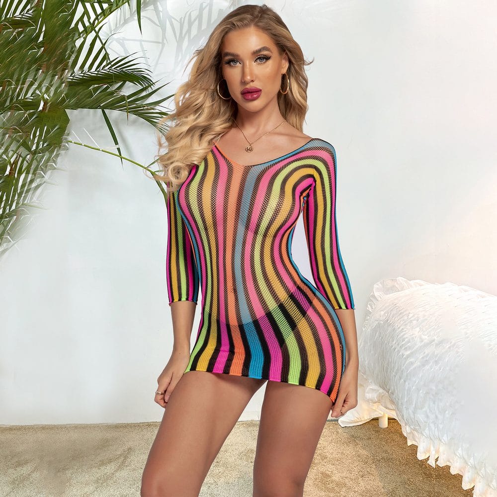 Rainbow Fishnet Lingerie Bikini