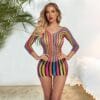 sexy premium easy access rainbow fishnet lingerie bikini view 2 Rainbow Fishnet Lingerie Bikini - detail