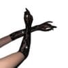 Rhinestone Leopard Fishnet Black Gloves - detail