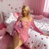 Valentine Cutout Bow Fishnet Dress - detail