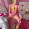 Valentine Cutout Bow Fishnet Dress - detail