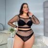 Xl Plus Size European 2-Piece Set Bikini Fishnet Plus Size Lingerie detail 2