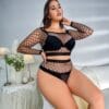 Xl Plus Size European 2-Piece Set Bikini Fishnet Plus Size Lingerie detail 3