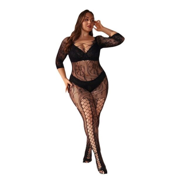Xl Plus Size European Bodycon Plus Size Cutout Jacquard Easy-Access detail 5