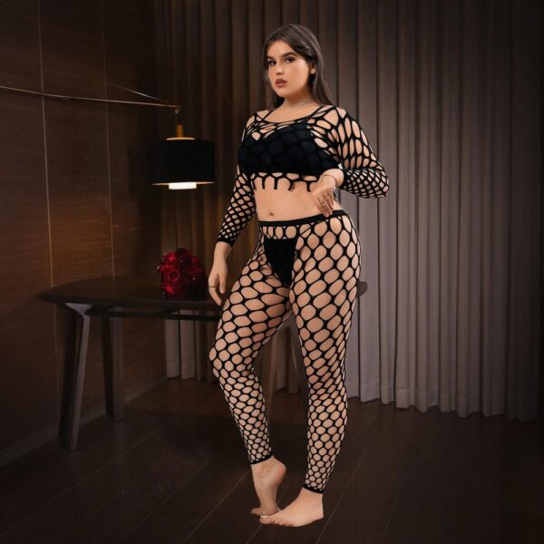 Xl Plus Size European Bodycon Plus Size Fishnet Cutout Set detail 2