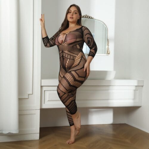 Xl Plus Size European Bodycon Plus Size Striped Cutout Easy-Access
