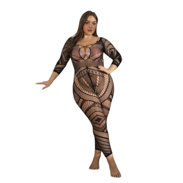 Xl Plus Size European Bodycon Plus Size Striped Cutout Easy-Access detail 5